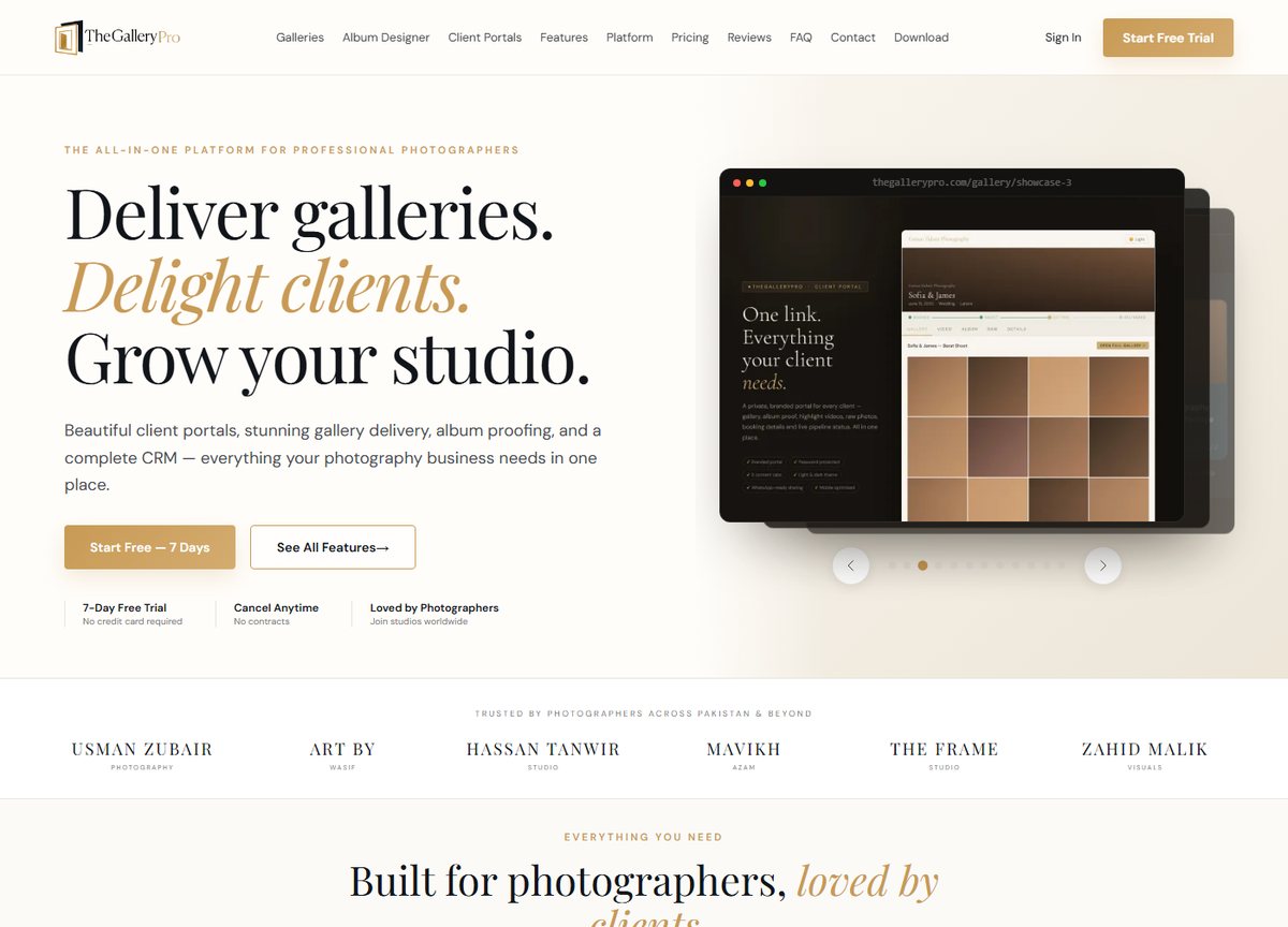 The Gallery Pro — platform for photographers